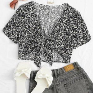 SHEIN | Floral Tie Tee